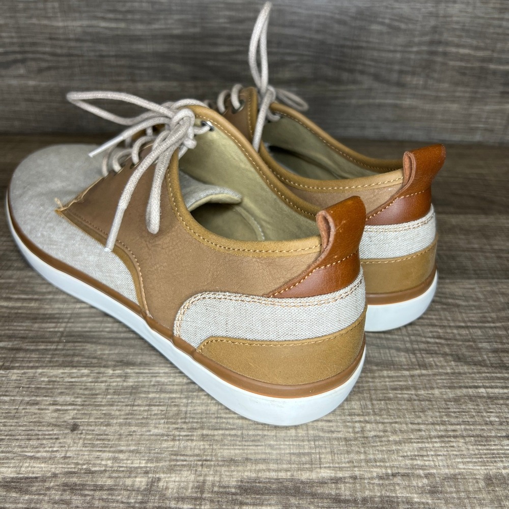 J Ferrar Mens Clutch Oxford Dress Shoes Size 8.5 Tan Canvas Leather Old Money - Picture 9 of 11